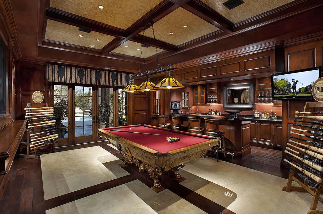 12 Billiards Rooms With Wet Bars, How Big Is A Bar Room Pool Table