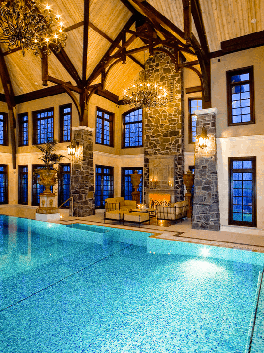 Amazing 3-Story Indoor Swimming Pool With Water Slide & Rock Climbing ...