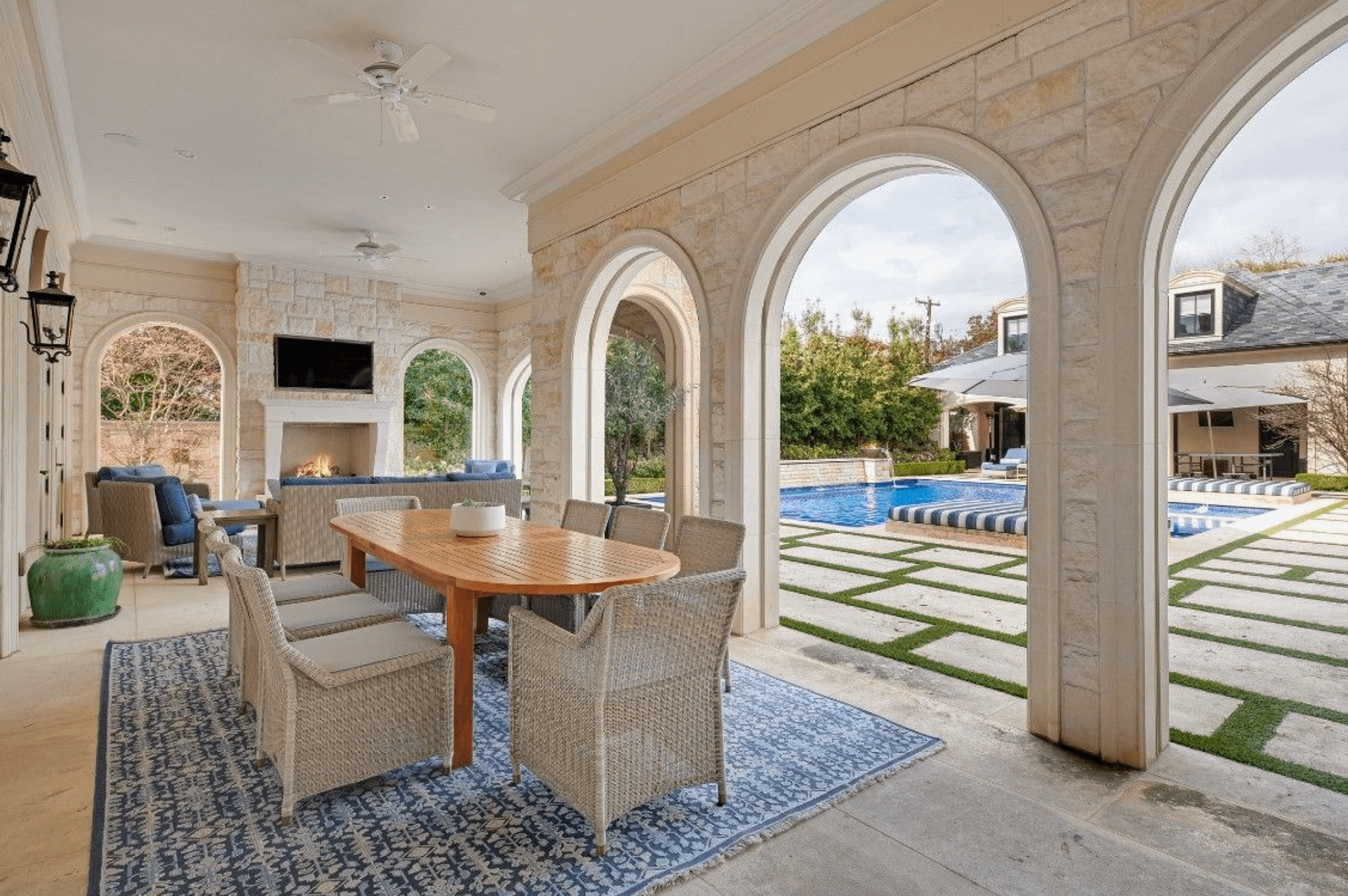 Stunning French-Style Stone Home Lists In Highland Park, Texas