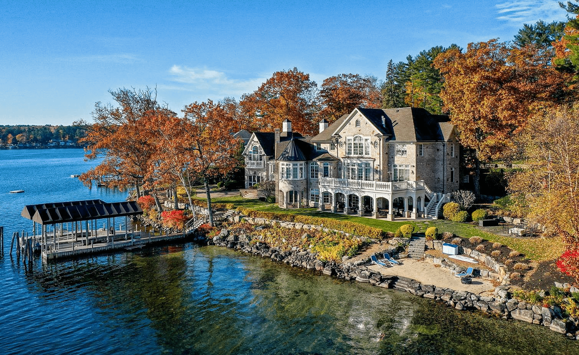 8 Million Lakefront Brick Home In Gilford, New Hampshire (PHOTOS