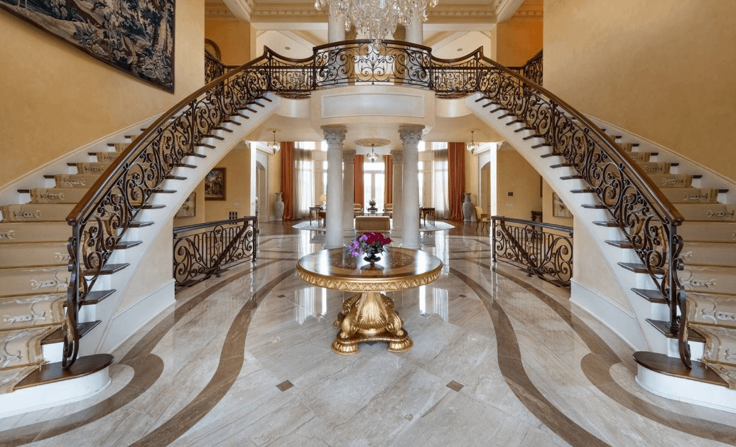 Grand double staircase leading 